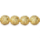 10mm 22kt Gold Plated Copper Bead Roval Circle and Miligrain Triangle 8 inch 18 pieces - Beadsofcambay.com