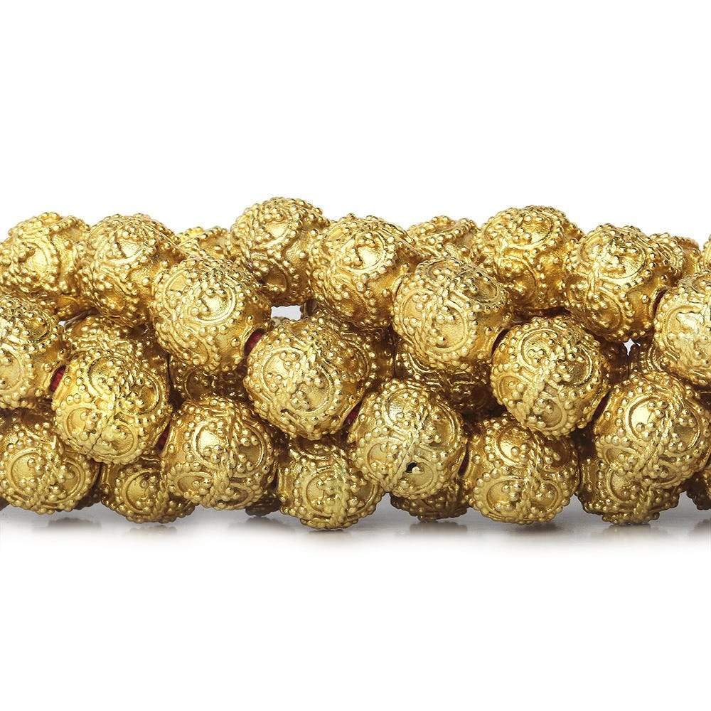 10mm 22kt Gold Plated Copper Bead Roval Roval Edwardian 8 inch 18 pieces - Beadsofcambay.com