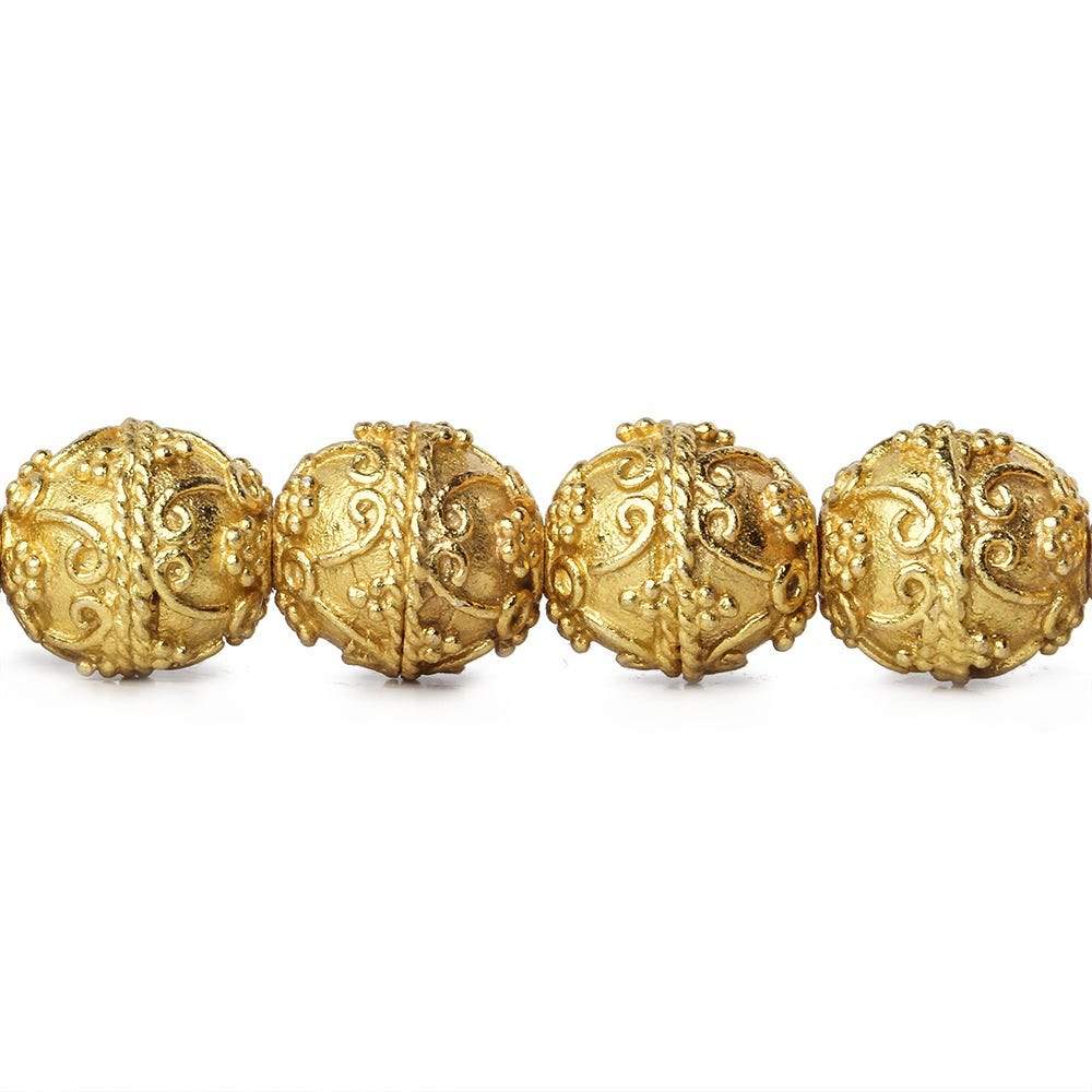 10mm 22kt Gold Plated Copper Bead Roval Victorian Swag 8 inch 18 pieces - Beadsofcambay.com