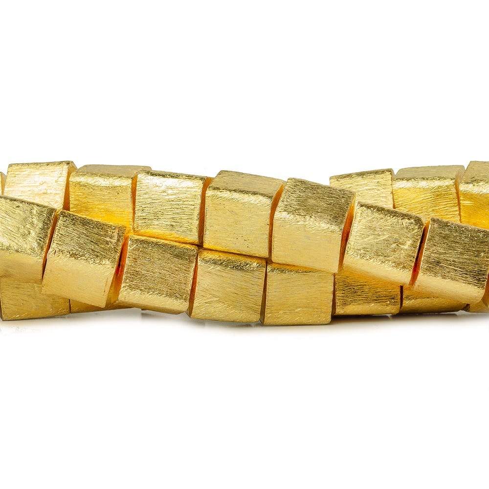 10mm 22kt Gold plated Copper Brushed Cube Beads 8 inch 19 pieces - Beadsofcambay.com