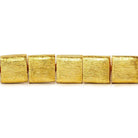 10mm 22kt Gold plated Copper Brushed Cube Beads 8 inch 19 pieces - Beadsofcambay.com