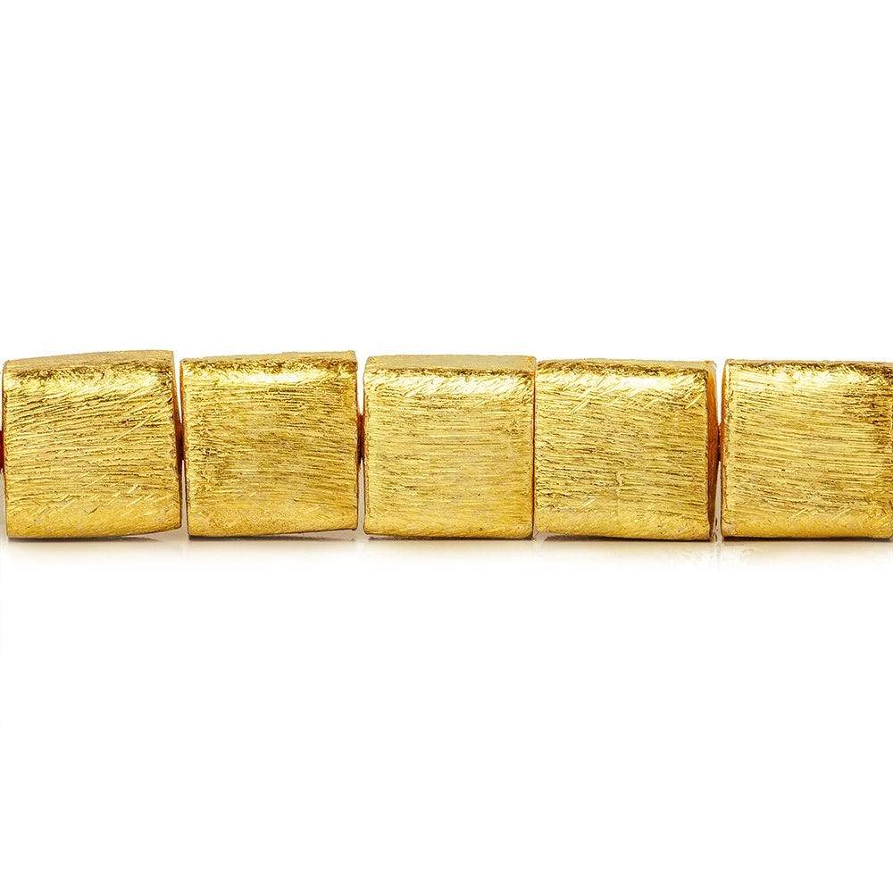 10mm 22kt Gold plated Copper Brushed Cube Beads 8 inch 19 pieces - Beadsofcambay.com