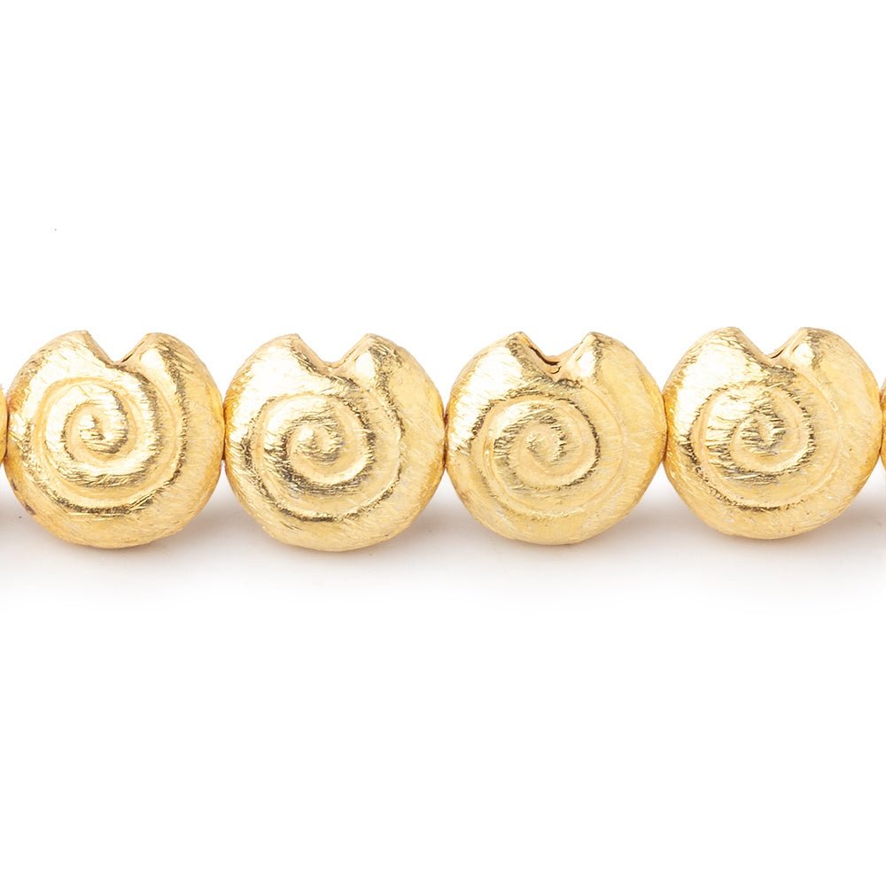 10mm 22kt Gold Plated Copper Brushed Spiral 8 inch 21 Beads - Beadsofcambay.com