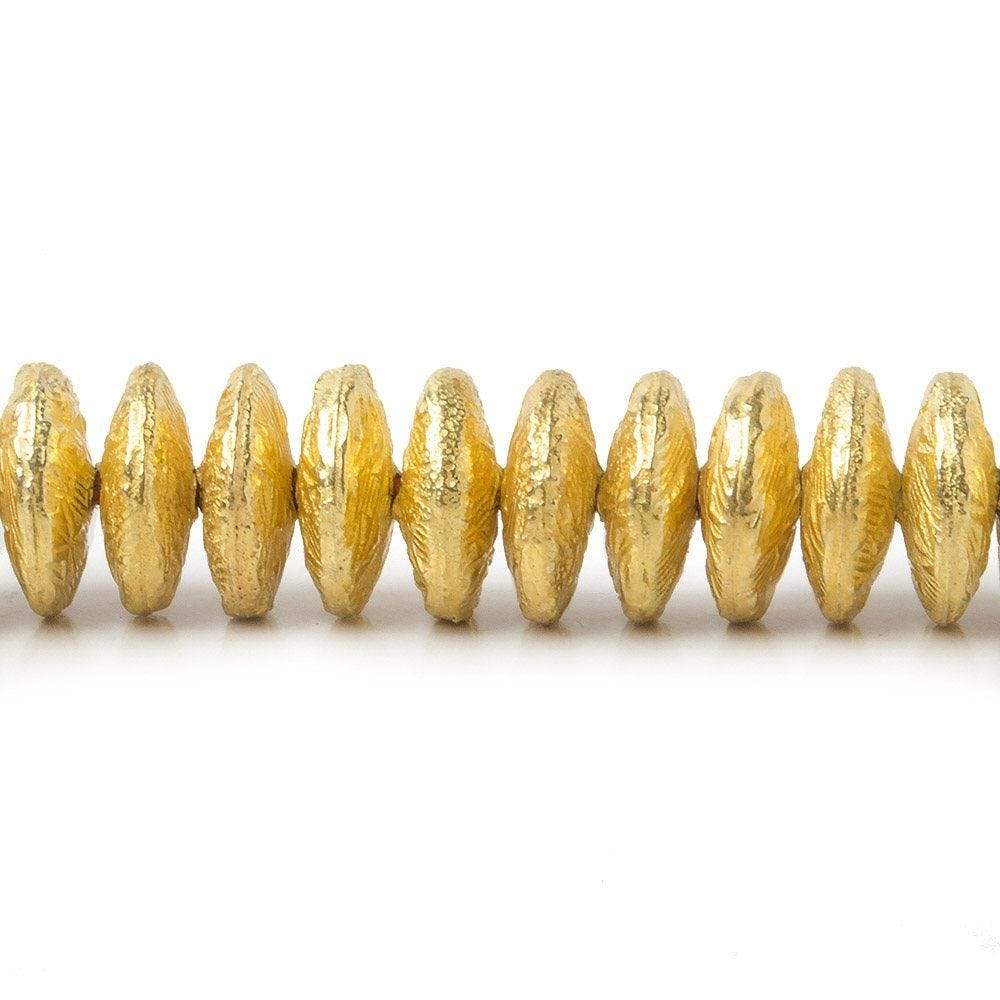 10mm 22kt Gold Plated Copper Disc with Crosshatch Pattern 8 inch 52 pieces - Beadsofcambay.com