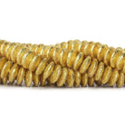 10mm 22kt Gold Plated Copper Disc with Crosshatch Pattern 8 inch 52 pieces - Beadsofcambay.com