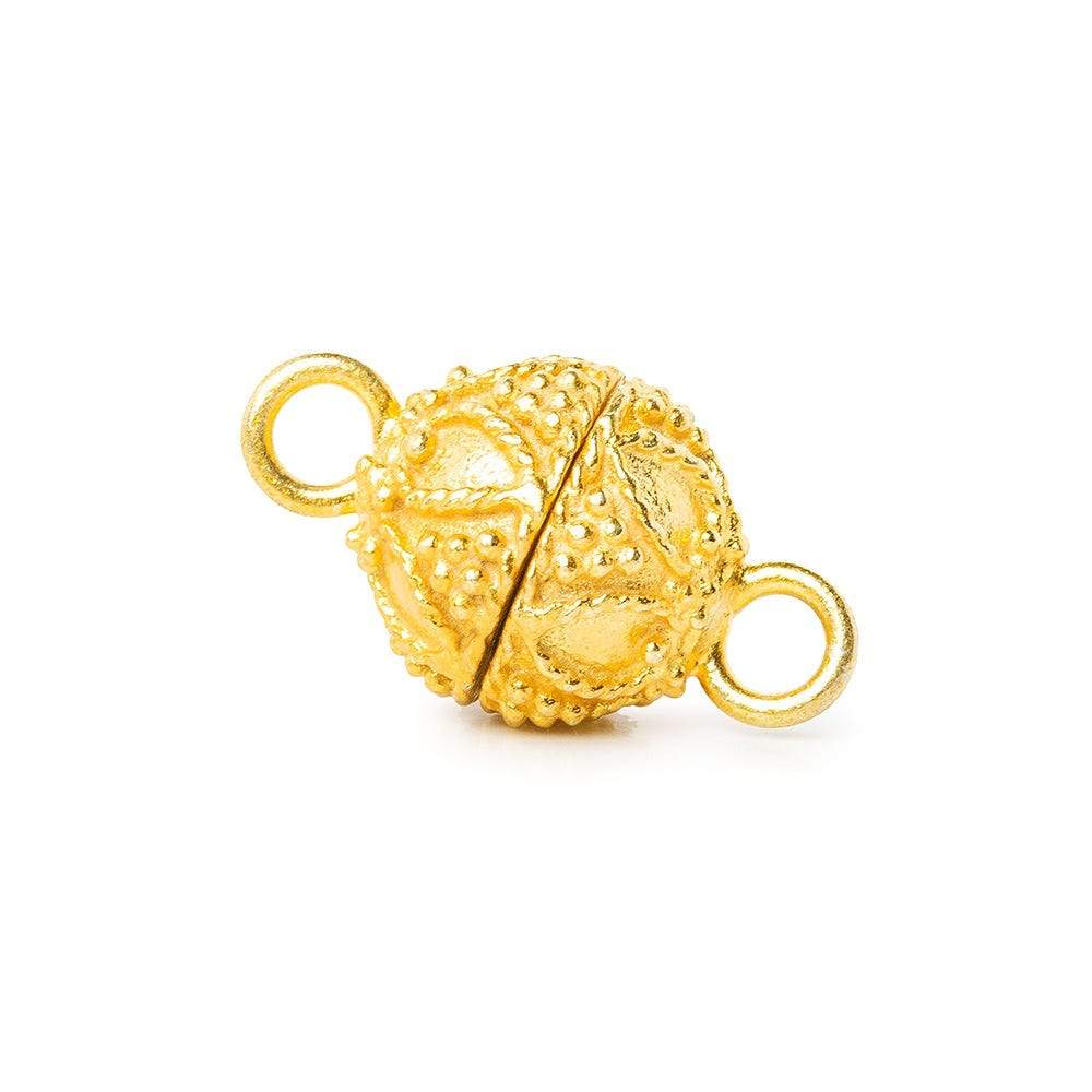 10mm 22kt Gold plated Copper Magnetic Ball Clasp Miligrain 1 piece - Beadsofcambay.com