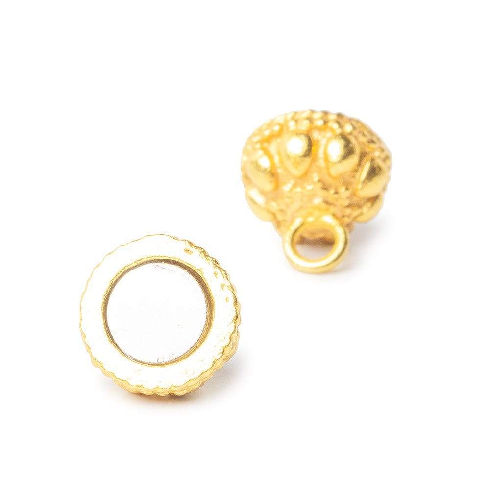 10mm 22kt Gold plated Copper Magnetic Clasp Dots and Miligrain 1 piece - Beadsofcambay.com