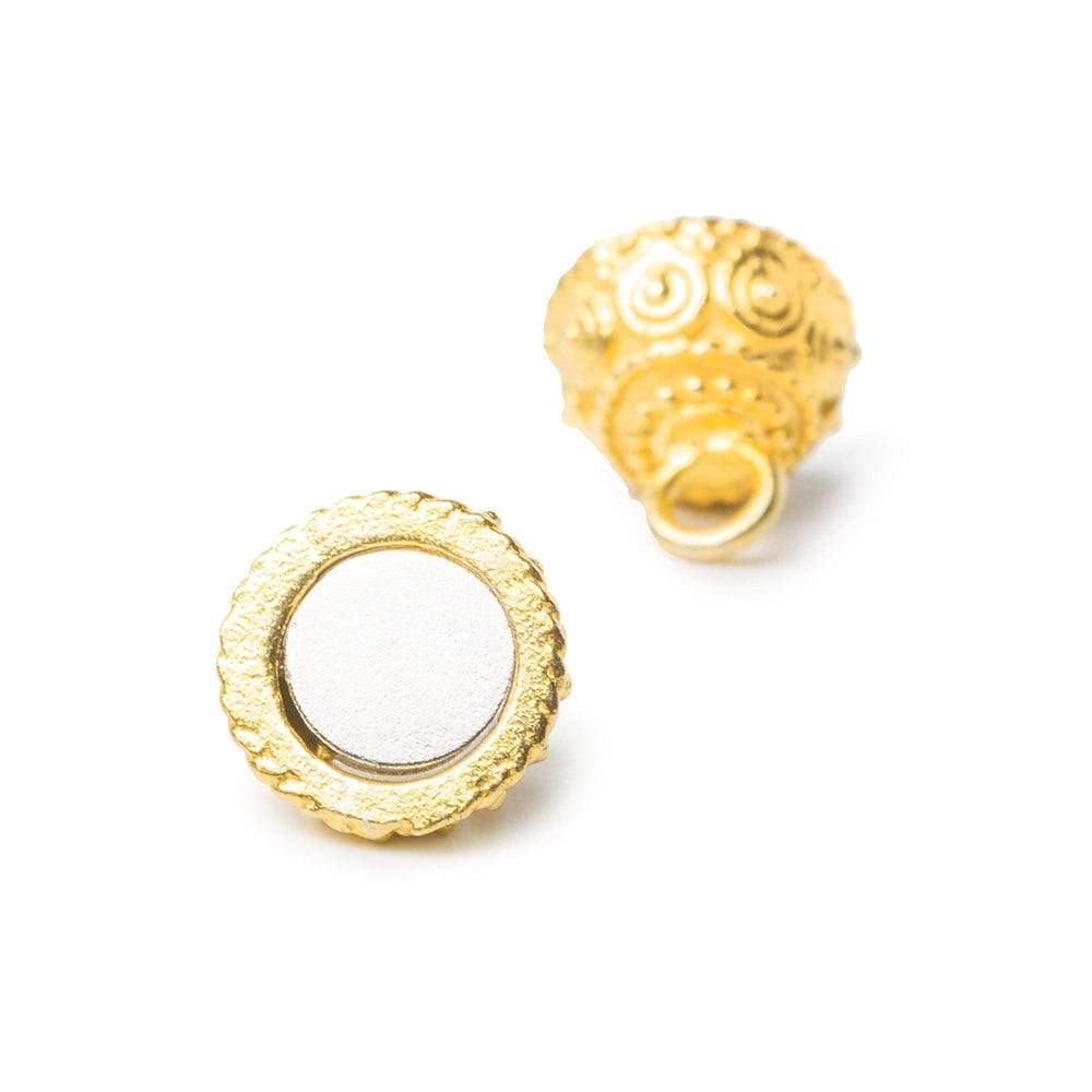10mm 22kt Gold plated Copper Magnetic Clasp Moroccan Dot 1 piece - Beadsofcambay.com