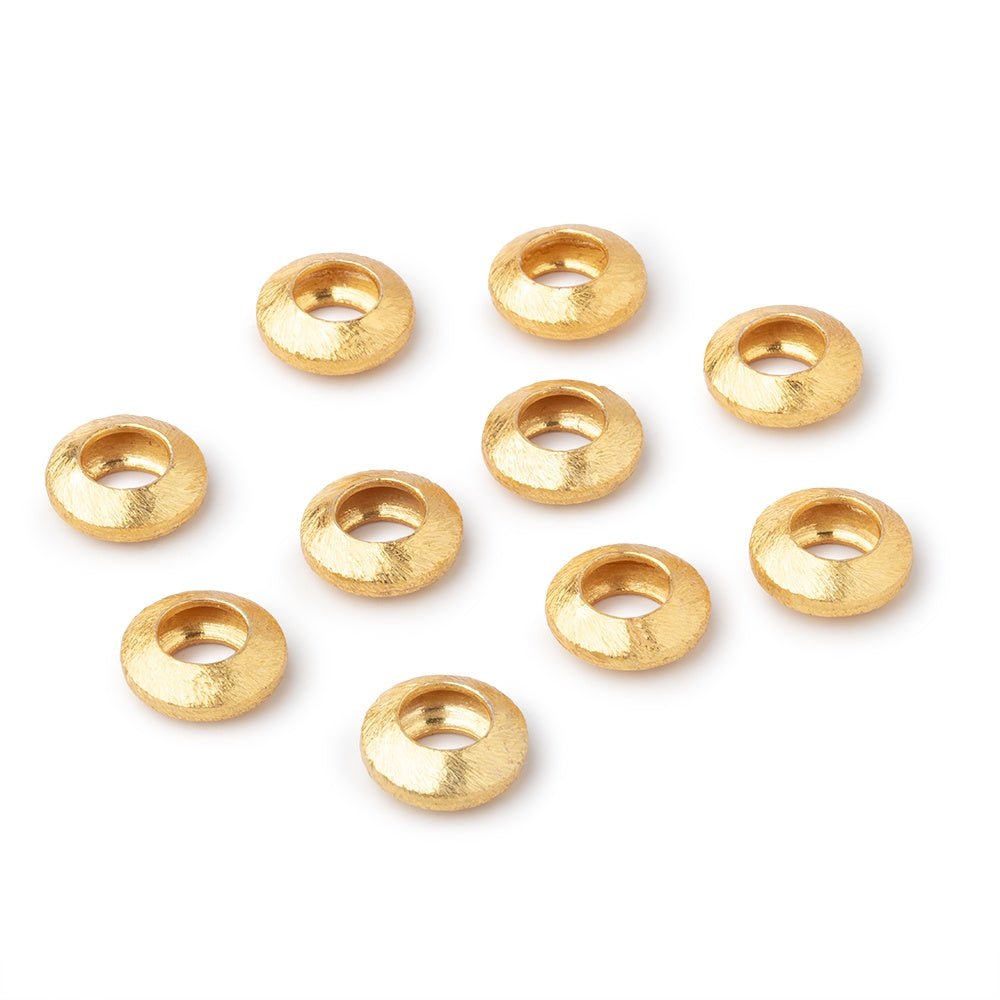 10mm 22kt Plated Copper Brushed Disc Large Hole Beads Set of 10 pieces