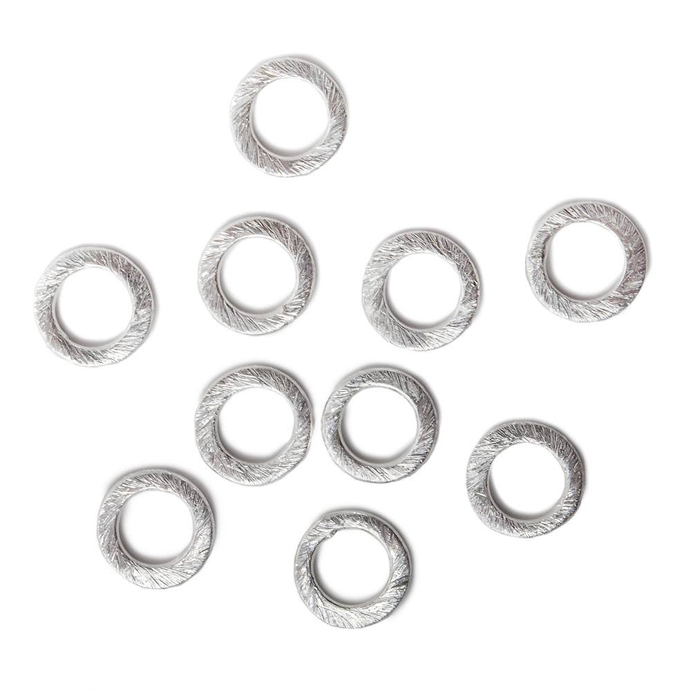 10mm .925 Silver brushed Jump Ring Set of 10 pieces - Beadsofcambay.com