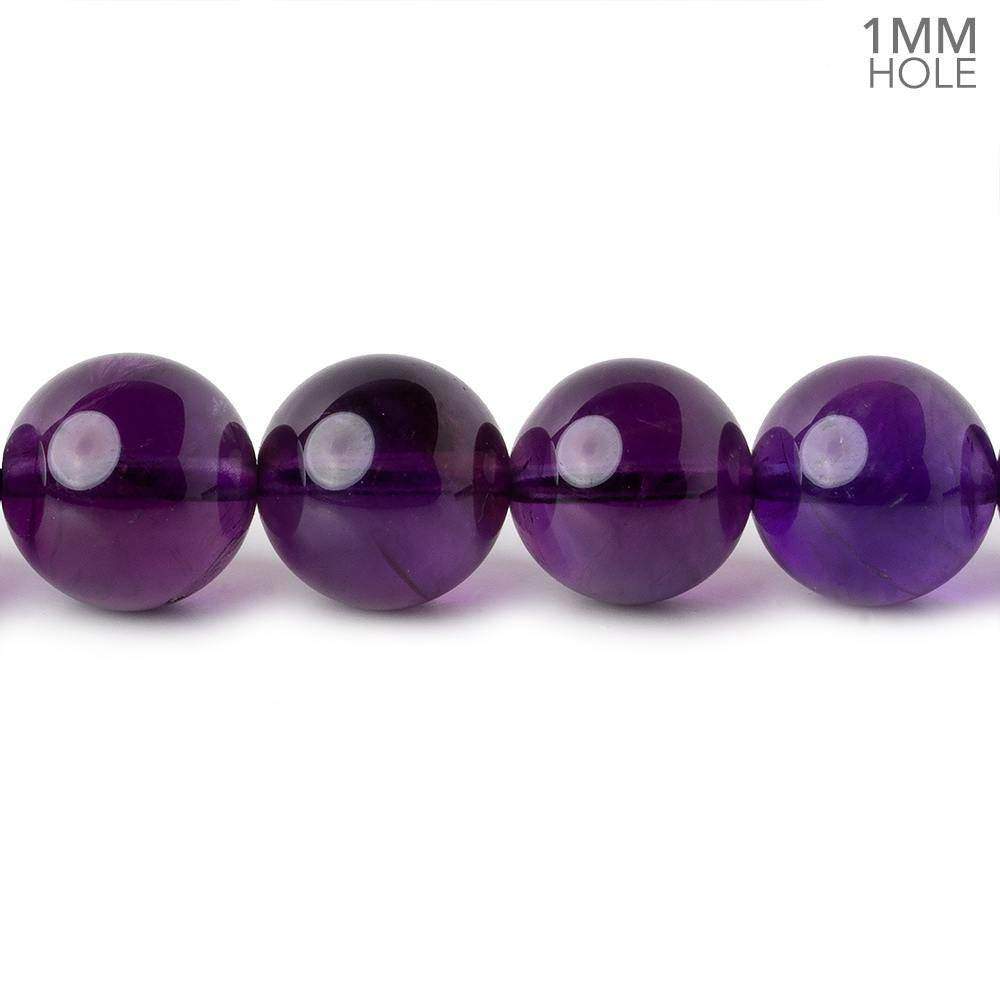10mm Amethyst Quartz plain round beads 15 inch 37 pieces AAA 1mm Hole - Beadsofcambay.com