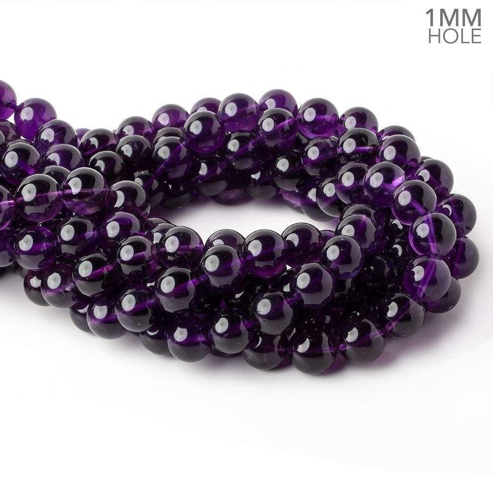 10mm Amethyst Quartz plain round beads 15 inch 37 pieces AAA 1mm Hole - Beadsofcambay.com