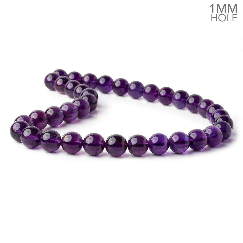 10mm Amethyst Quartz plain round beads 15 inch 37 pieces AAA 1mm Hole - Beadsofcambay.com