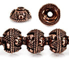 10mm Antiqued Copper Bead Cap Miligrain Triangle and Plain Circle 8 inch 44 pcs - Beadsofcambay.com