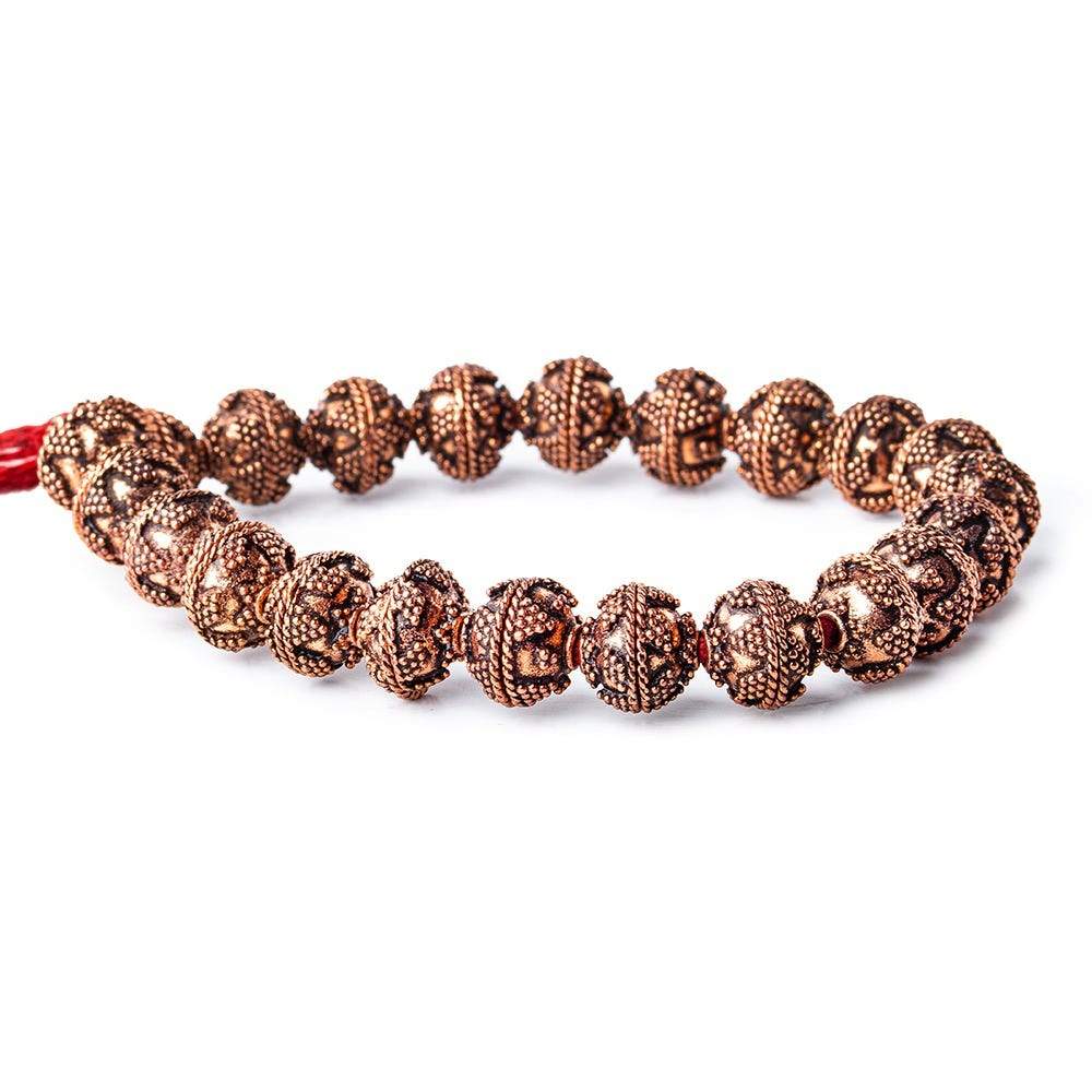 10mm Antiqued Copper Bead Cap Roval Miligrain Triangle 8 inch 44 pcs - Beadsofcambay.com