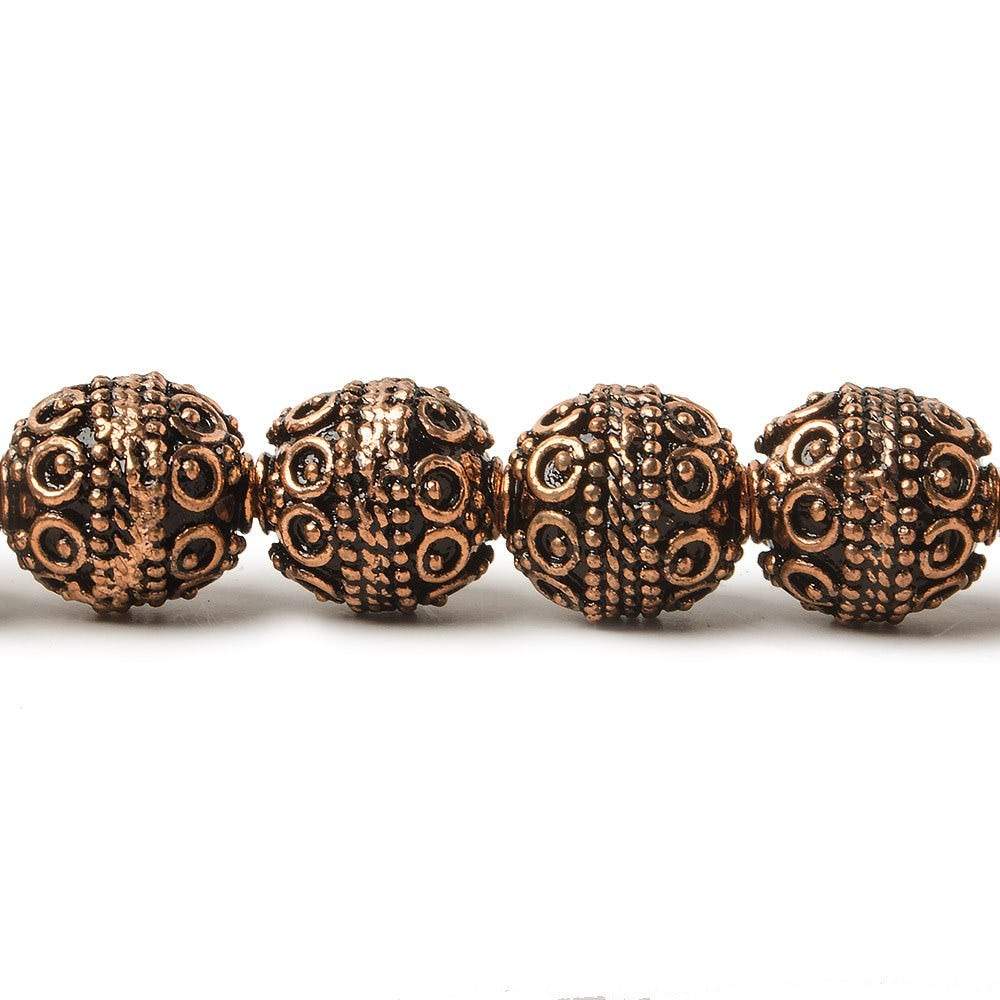 10mm Antiqued Copper Beads Roval Persian 8 inch 19 pcs - Beadsofcambay.com