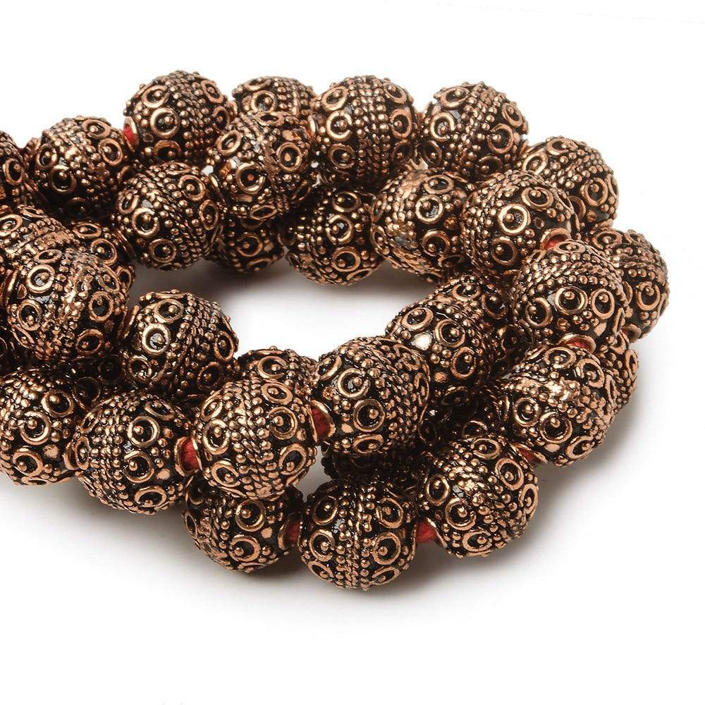 10mm Antiqued Copper Beads Roval Persian 8 inch 19 pcs - Beadsofcambay.com