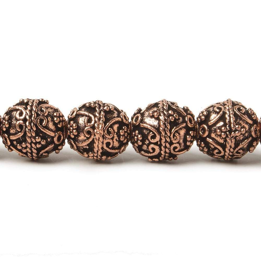 10mm Antiqued Copper Beads Roval Victorian Swag 8 inch 18 pcs - Beadsofcambay.com