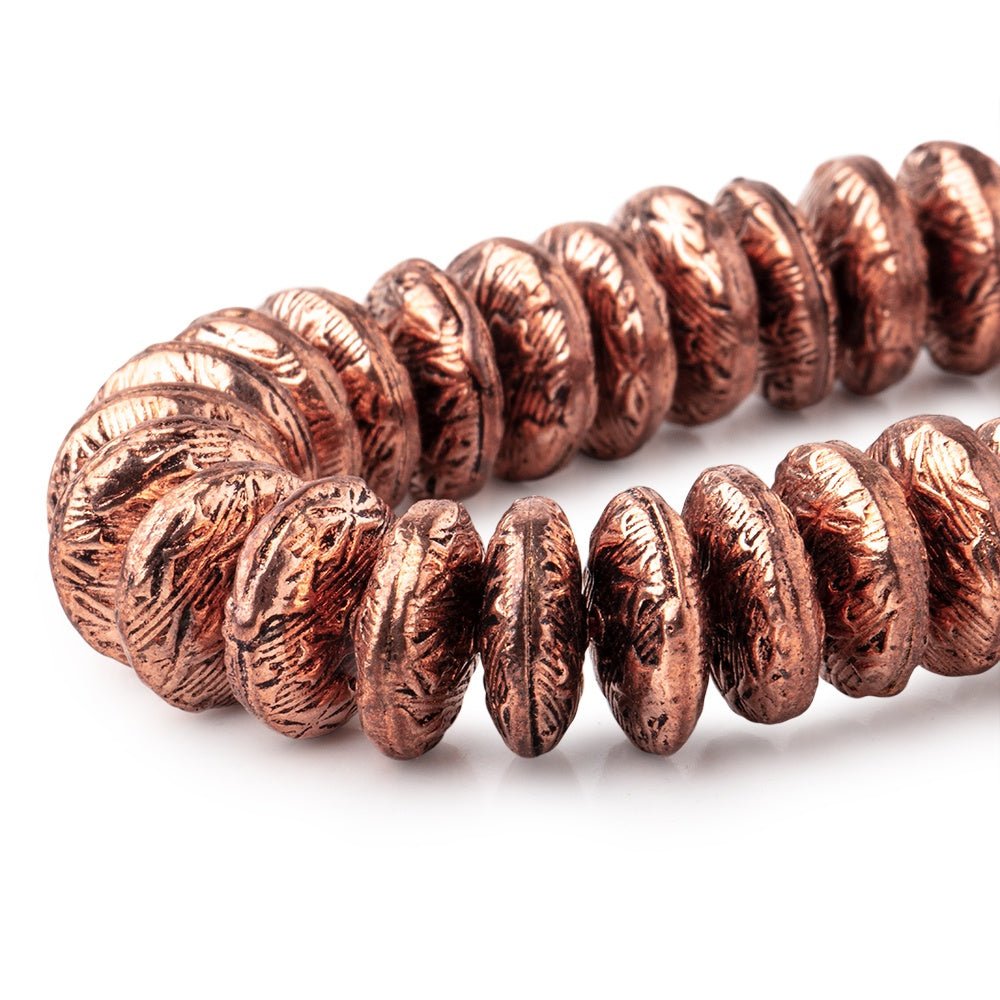 10mm Antiqued Copper Disc Beads 8 inch 48 pieces - Beadsofcambay.com