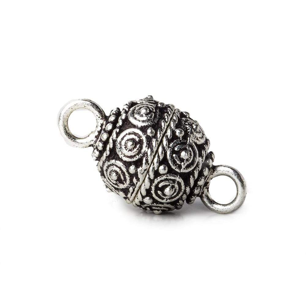 10mm Antiqued Silver plated Copper Magnetic Clasp Moroccan Dot 1 piece - Beadsofcambay.com