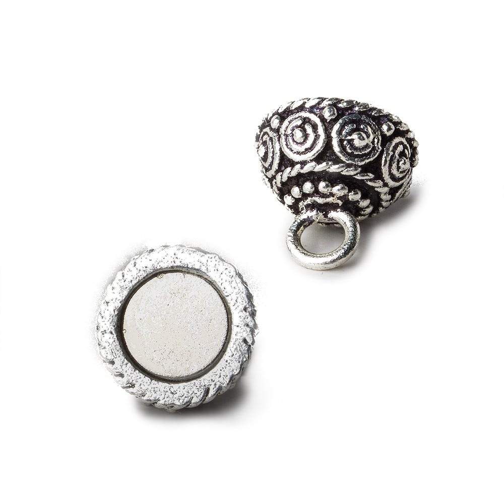 10mm Antiqued Silver plated Copper Magnetic Clasp Moroccan Dot 1 piece - Beadsofcambay.com