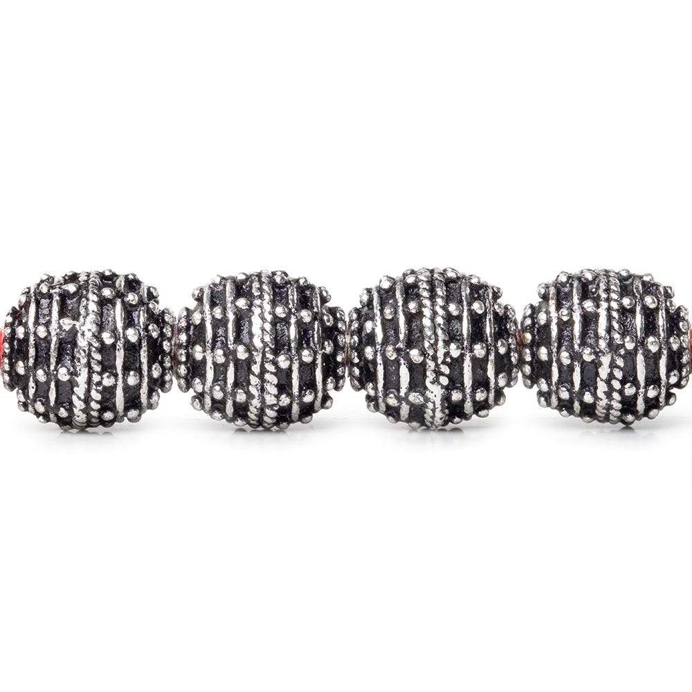 10mm Antiqued Sterling Silver Plated Copper Bead Roval, Beehive 8 inch 18 pcs - Beadsofcambay.com