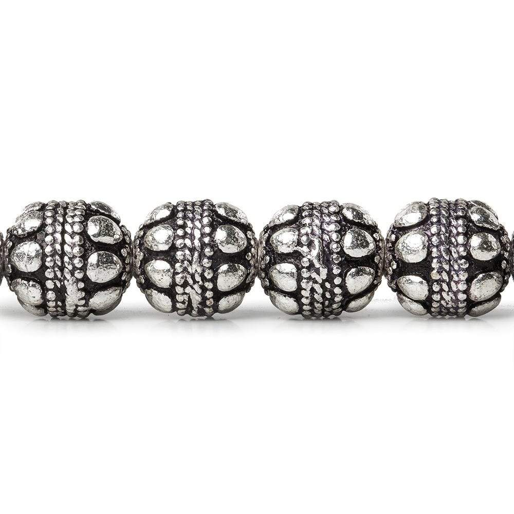 10mm Antiqued Sterling Silver Plated Copper Bead Roval Dots & Rope Center 8 inch 18 pcs - Beadsofcambay.com