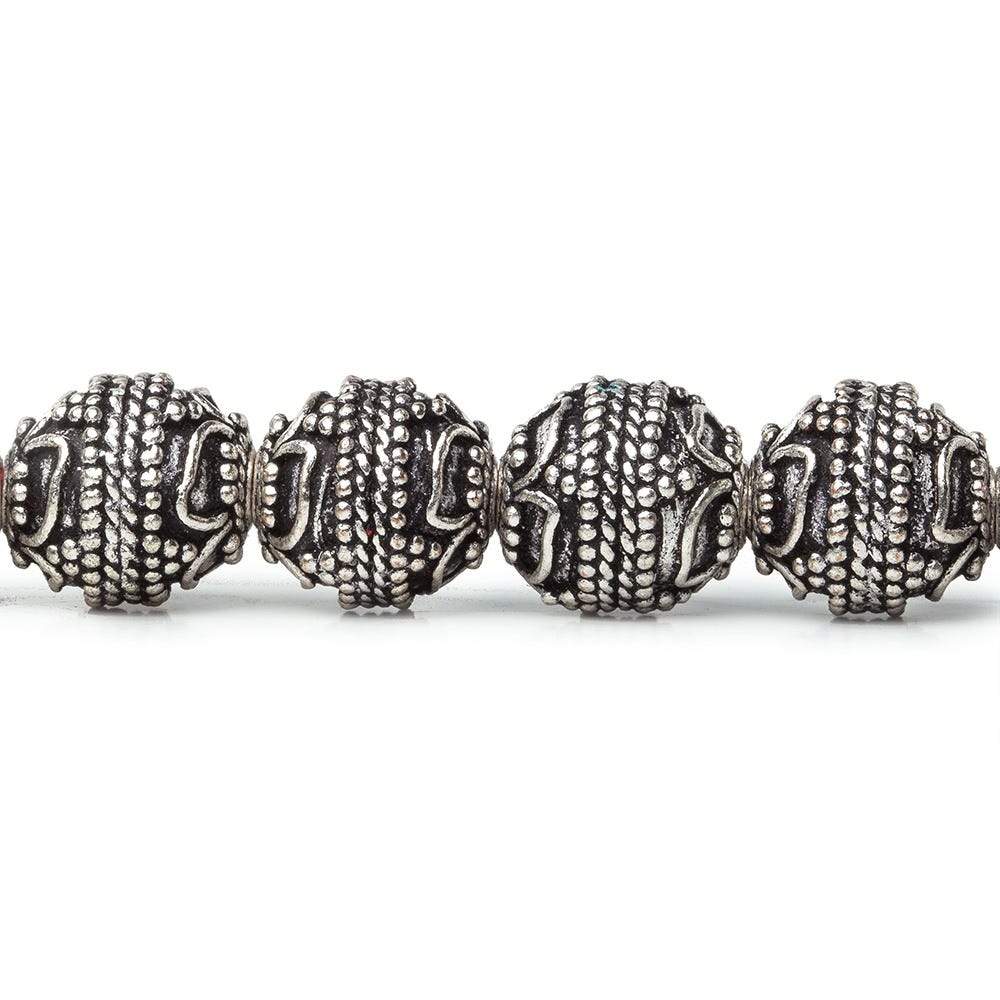 10mm Antiqued Sterling Silver Plated Copper Bead Roval, Four Leaf Tip 8 inch 20 pieces - Beadsofcambay.com