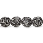 10mm Antiqued Sterling Silver Plated Copper Bead Roval, Miligrain Circles 8 inch 20 pieces - Beadsofcambay.com