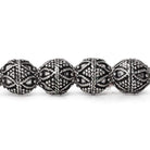 10mm Antiqued Sterling Silver Plated Copper Bead Roval, Miligrain Triangle & Heart 8 inch 20 pieces - Beadsofcambay.com