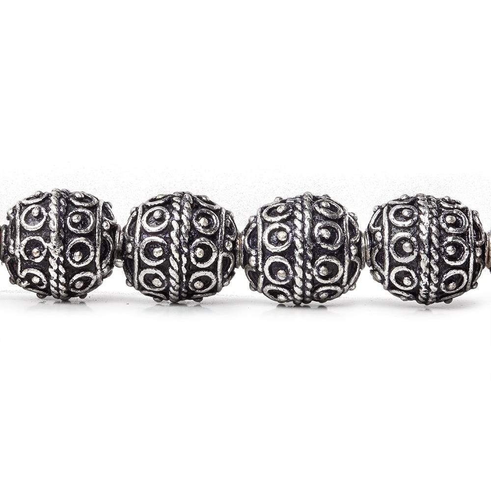 10mm Antiqued Sterling Silver Plated Copper Bead Roval, Moroccan 8 inch 20 pieces - Beadsofcambay.com