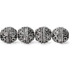 10mm Antiqued Sterling Silver Plated Copper Bead Roval, Persian 8 inch 20 pieces - Beadsofcambay.com
