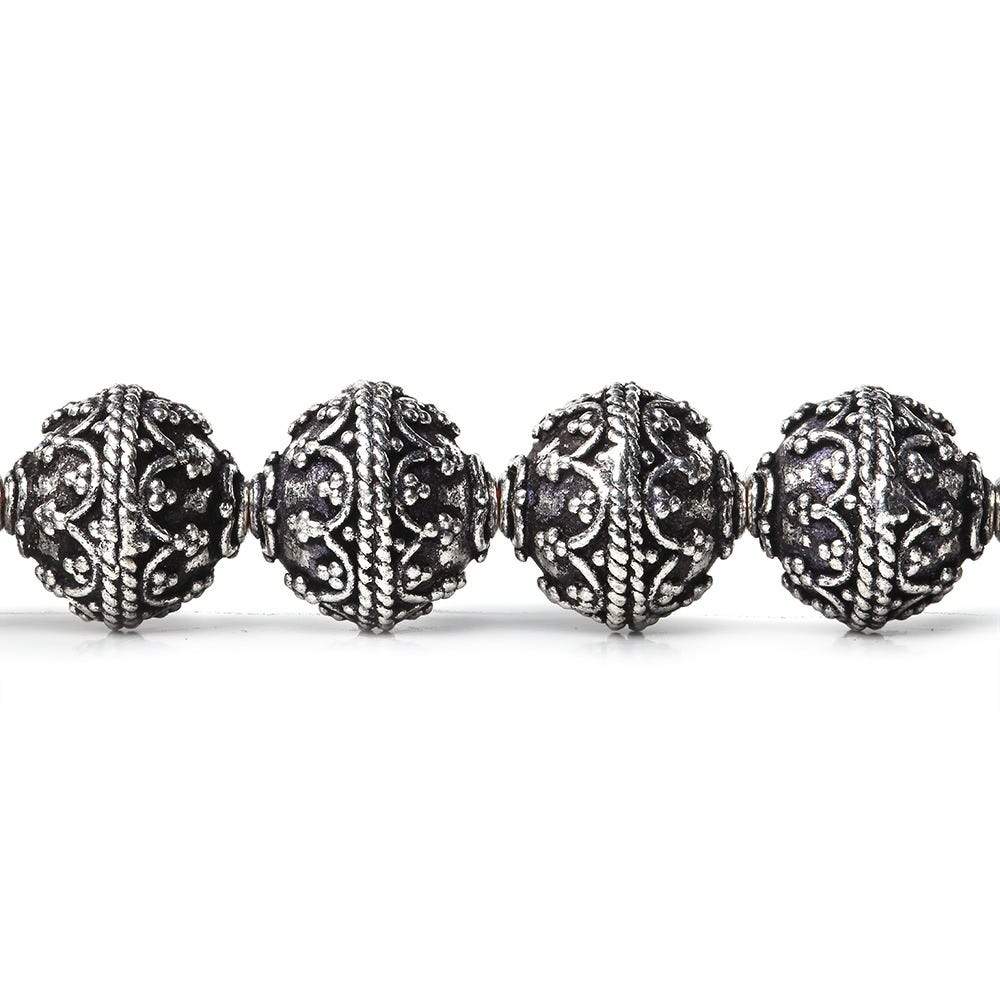 10mm Antiqued Sterling Silver Plated Copper Moroccan Round 8 inch 20 Beads - Beadsofcambay.com