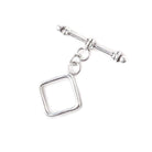10mm Antiqued Sterling Silver Toggle Plain Diamond Design 1 piece - Beadsofcambay.com