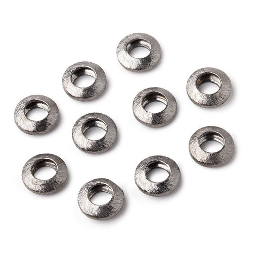 10mm Black Gold Plated Copper Brushed Disc Large Hole Beads Set of 10 pieces - Beadsofcambay.com