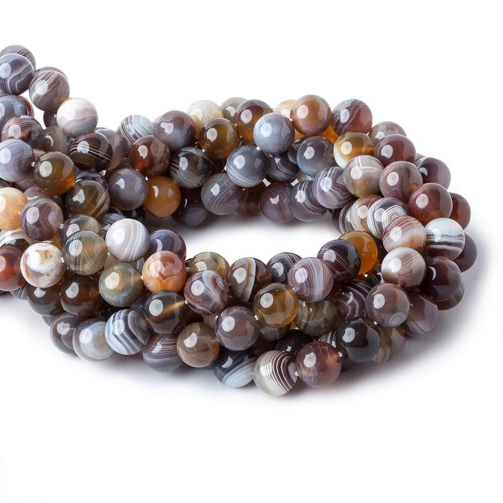 10mm Botswana Agate plain round beads 16 inch 39 pieces AAA - Beadsofcambay.com