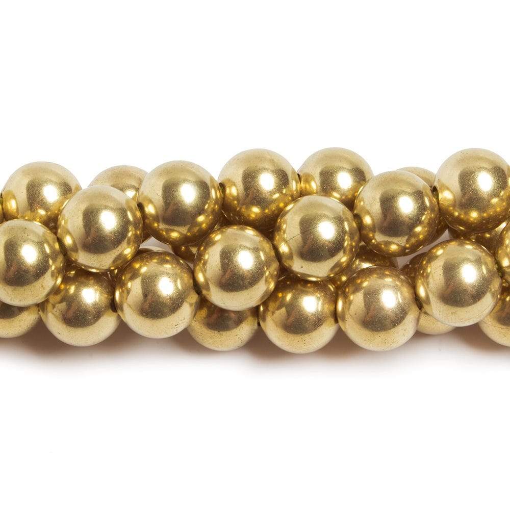 10mm Brass plain round beads 8 inch 22 pieces - Beadsofcambay.com