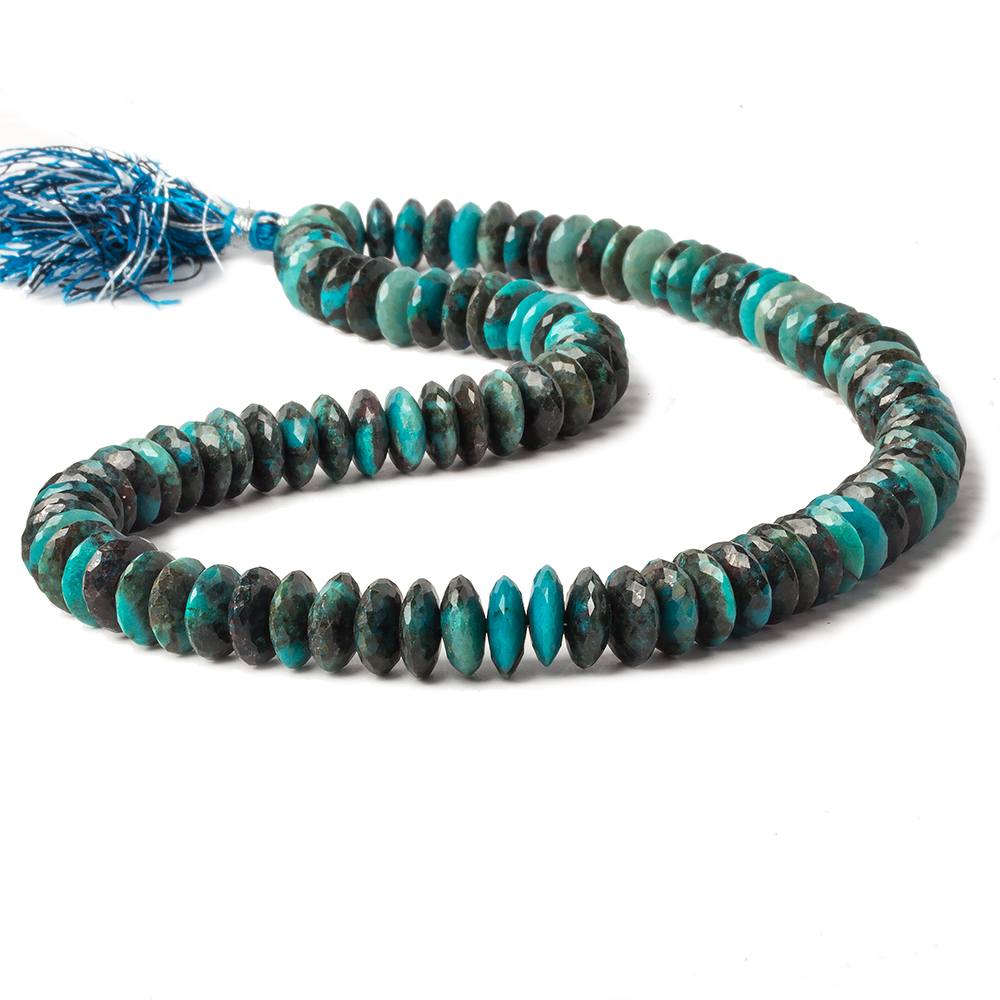 10mm Chrysocolla German Faceted Rondelle Beads 16 inch 95 pieces AAA - Beadsofcambay.com