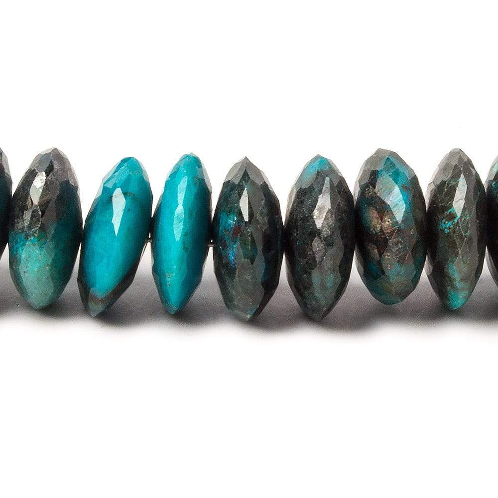 10mm Chrysocolla German Faceted Rondelle Beads 16 inch 95 pieces AAA - Beadsofcambay.com