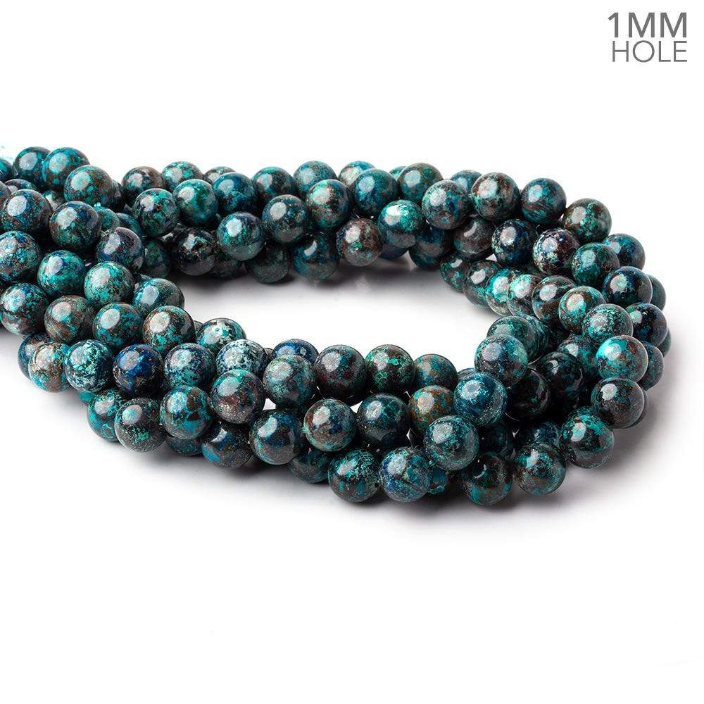 10mm Chrysocolla plain round large hole beads 15.5 inch 41 pieces A - Beadsofcambay.com