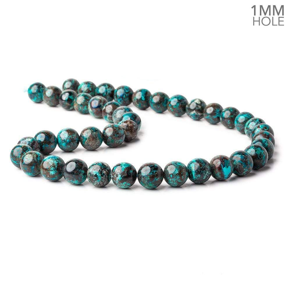 10mm Chrysocolla plain round large hole beads 15.5 inch 41 pieces A - Beadsofcambay.com