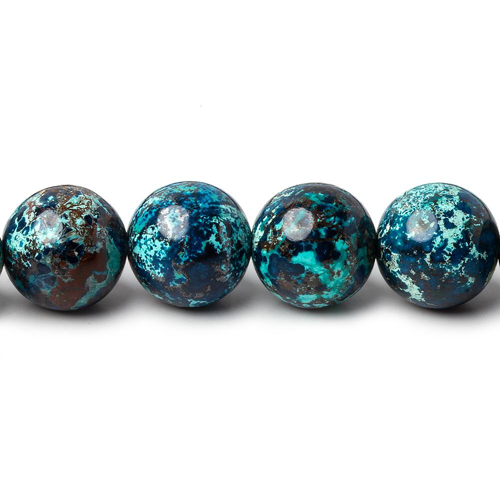 10mm Chrysocolla Plain Rounds 16 inch 41 beads AA - Beadsofcambay.com