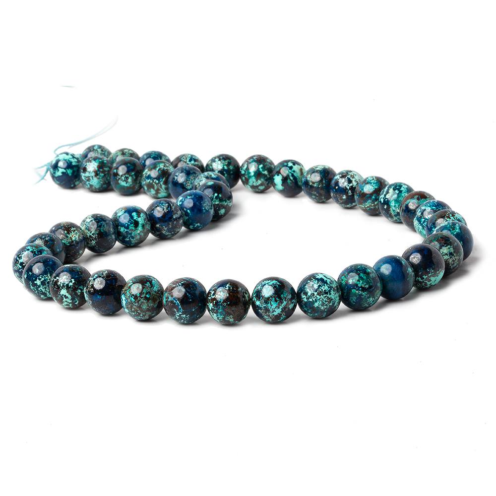 10mm Chrysocolla Plain Rounds 16 inch 41 beads AA - Beadsofcambay.com