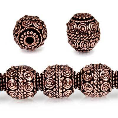 10mm Copper Bead Bead Round Concentric Circles 8 inch 18 pcs - Beadsofcambay.com