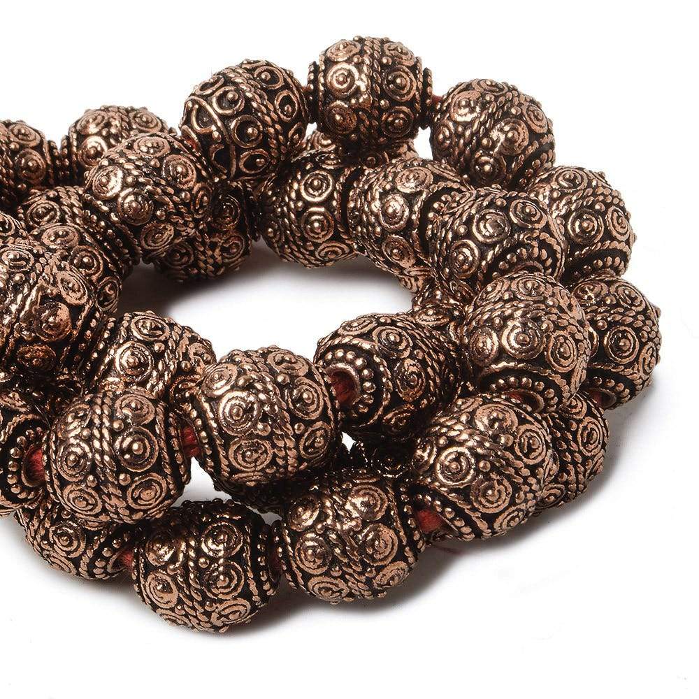 10mm Copper Bead Bead Round Concentric Circles 8 inch 18 pcs - Beadsofcambay.com