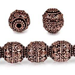 10mm Copper Bead Bead Round Concentric Circles 8 inch 18 pcs - Beadsofcambay.com