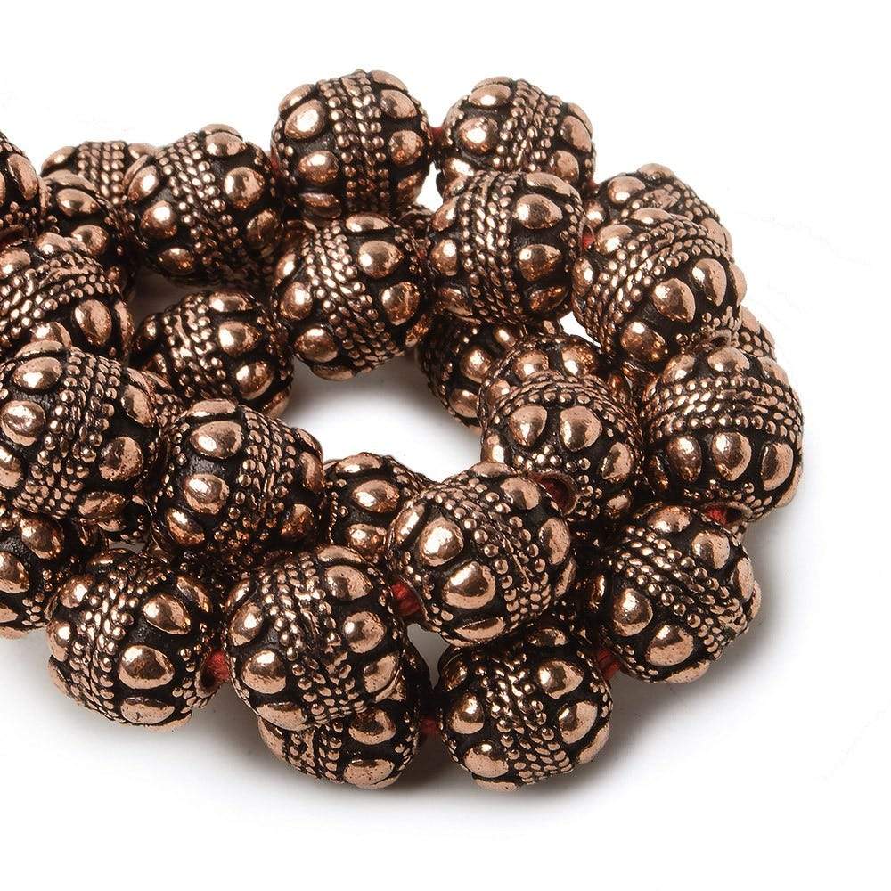 10mm Copper Bead Bead Round Dots and Rope center 8 inch 18 pcs - Beadsofcambay.com