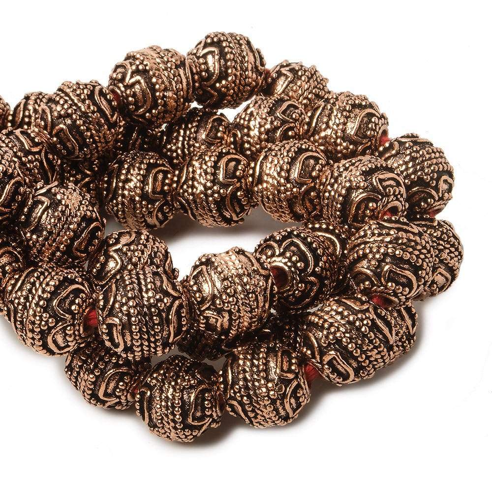 10mm Copper Bead Bead Round Four Leaf tip 8 inch 18 pcs - Beadsofcambay.com
