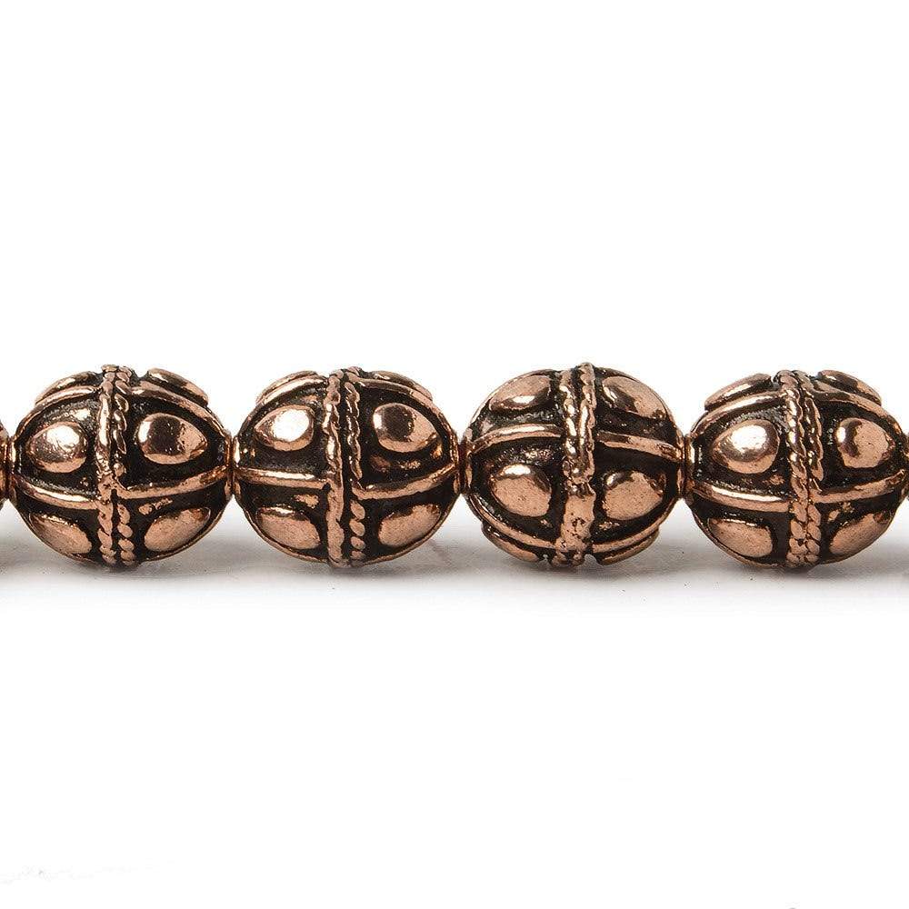 10mm Copper Bead Bead Round Pear Design 8 inch 18 pcs - Beadsofcambay.com