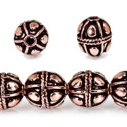 10mm Copper Bead Bead Round Pear Design 8 inch 18 pcs - Beadsofcambay.com